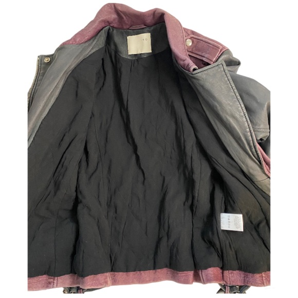 IRO Anabela Black Purple Two Tone Color Block Leather Jacket Size Small - Picture 6 of 12